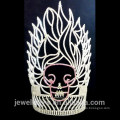 Prata de alta qualidade crânio de cristal na coroa de halloween de incêndio
